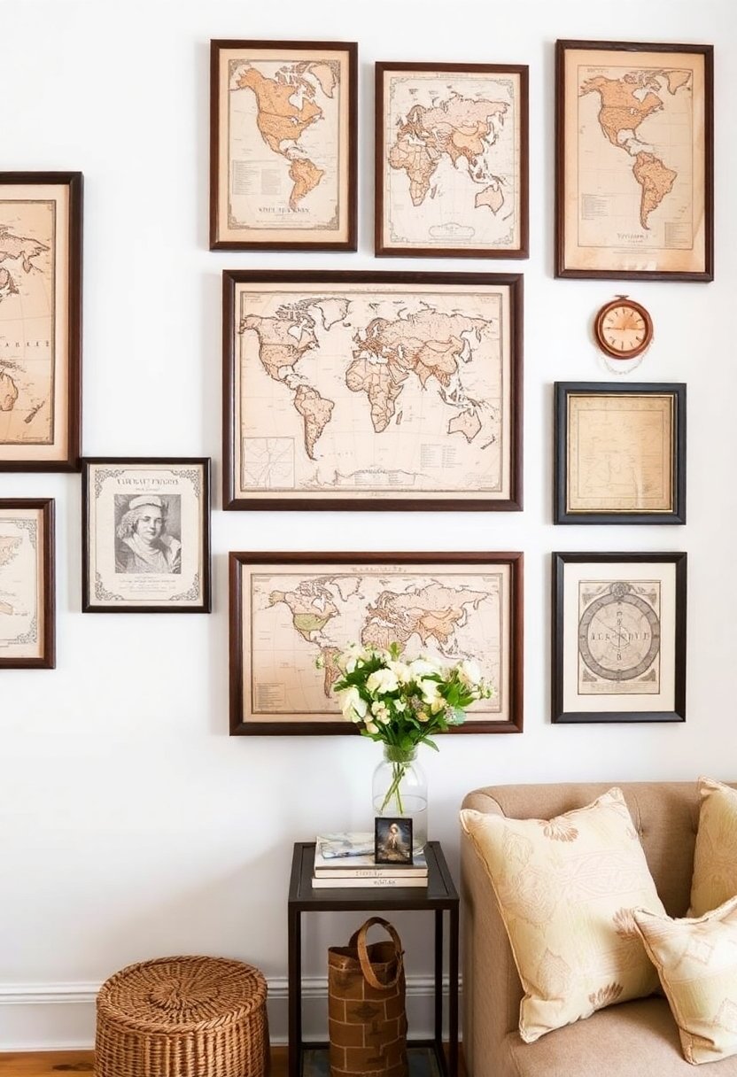 antique cartographic wall display