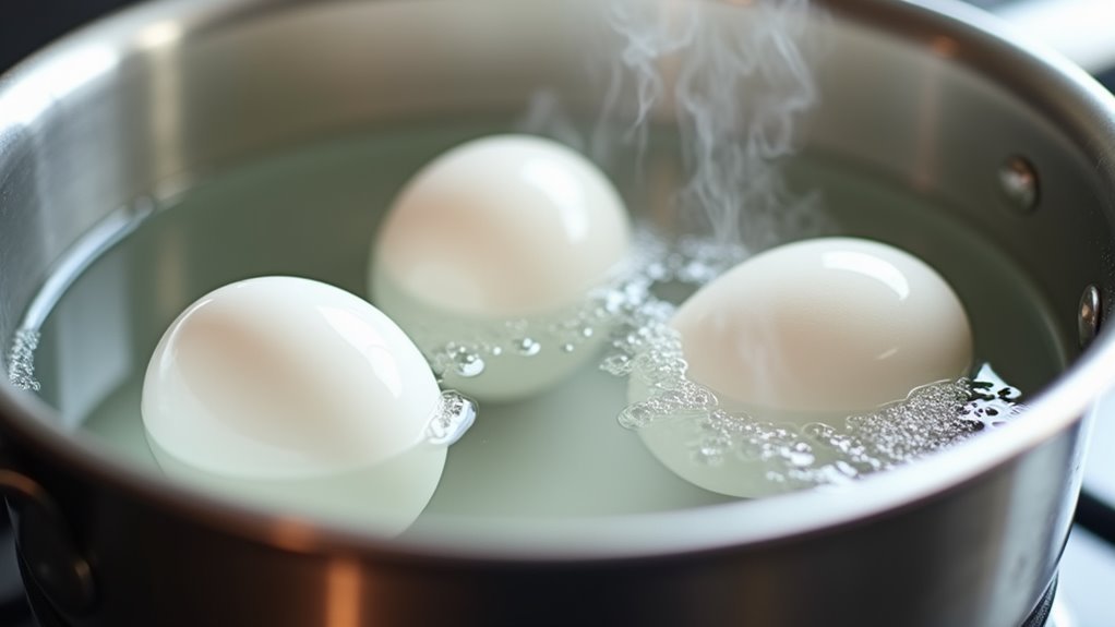 boil eggs until firm