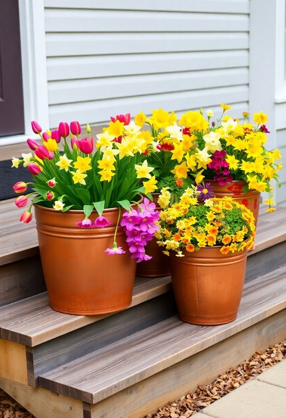 cheerful container garden display