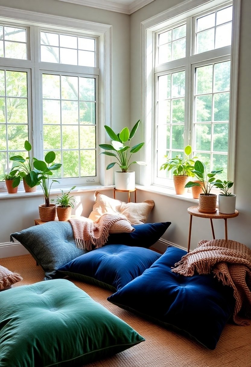 cozy floor pillow nook