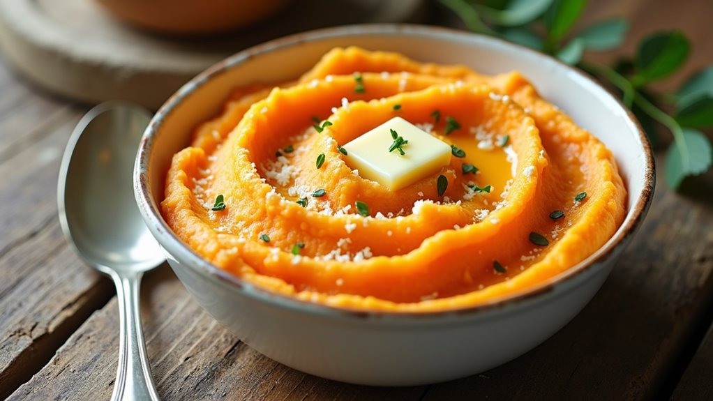 creamy garlic buttered sweet potatoes