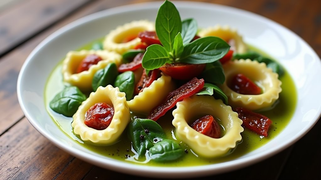 creamy pesto tortellini dish