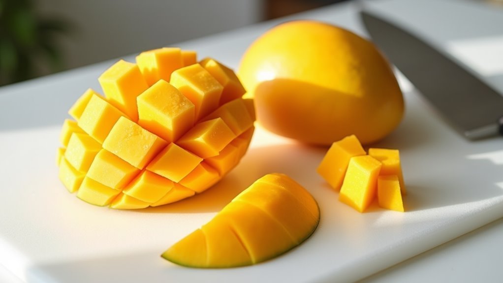 dice mangoes into chunks