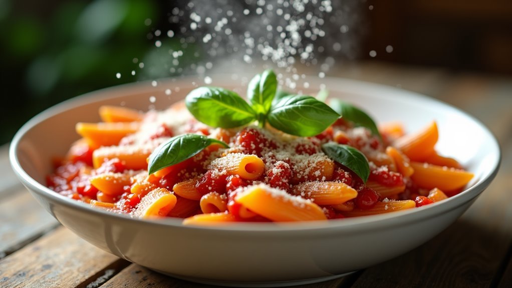 garnish with cheese basil