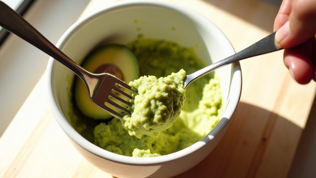 mash avocado until smooth