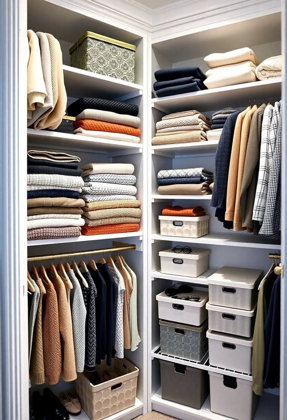 organized hanging closet shelves