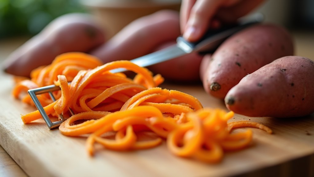 peel fresh sweet potatoes