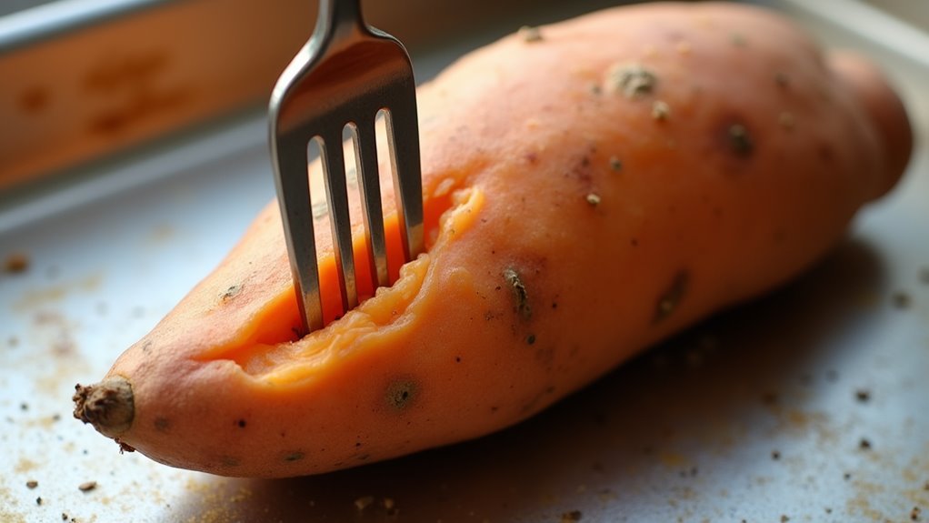 puncture potatoes with fork