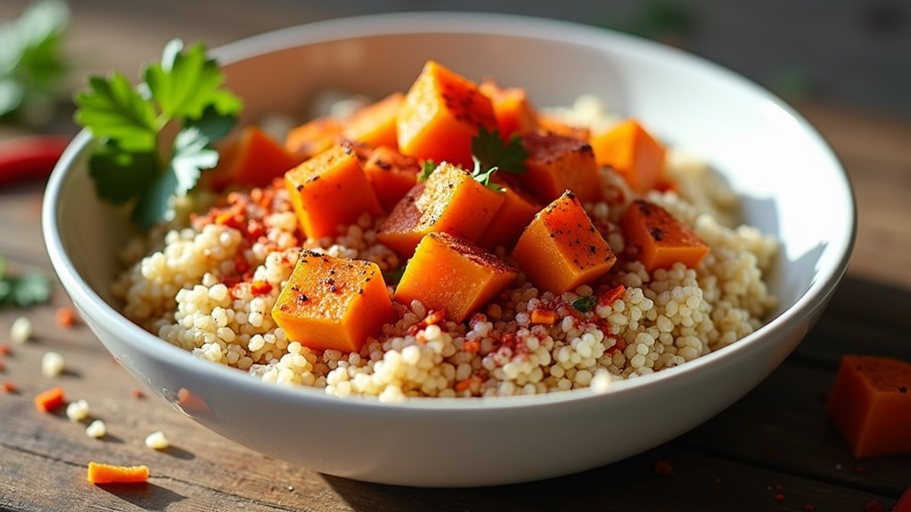 spicy quinoa and sweet potatoes