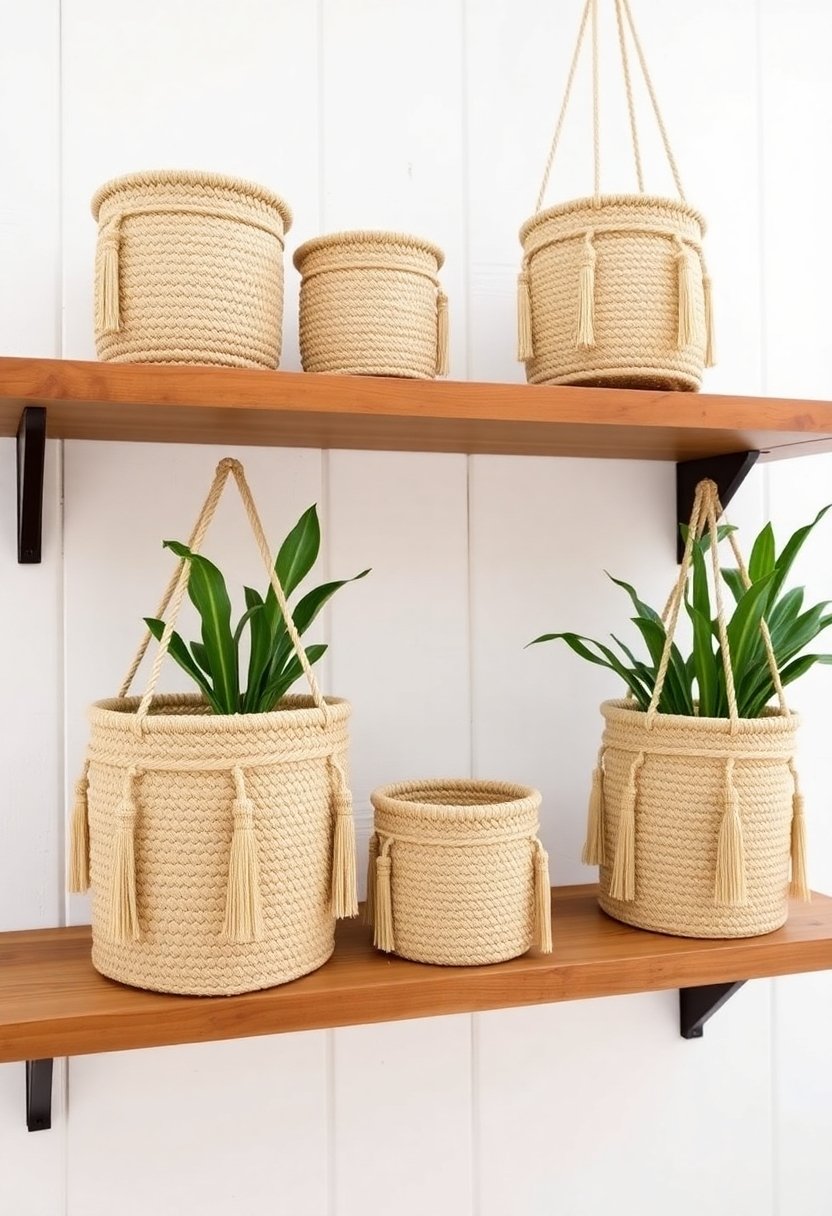 stylish natural fiber planters