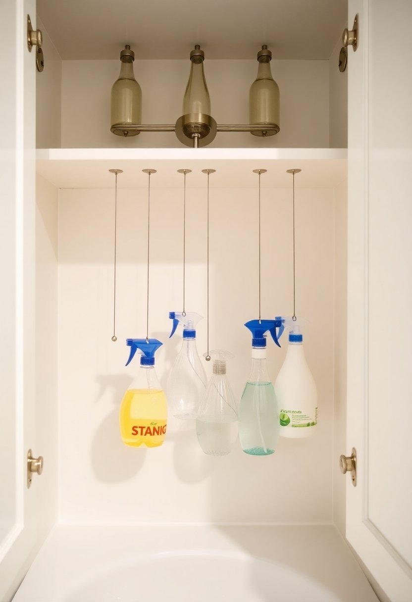 under sink tension rod storage