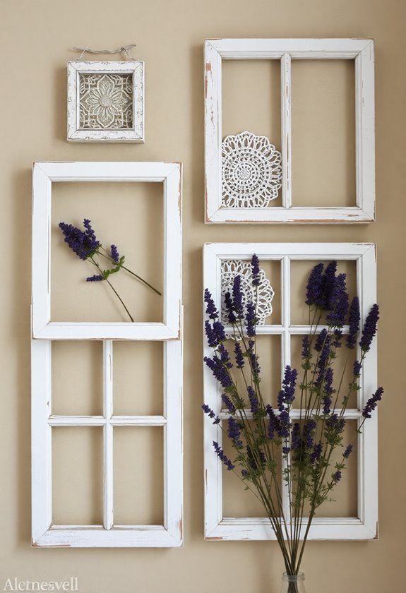 vintage window frame display