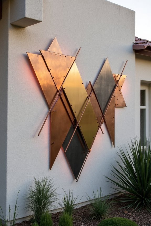 abstract shaped metallic sculptures