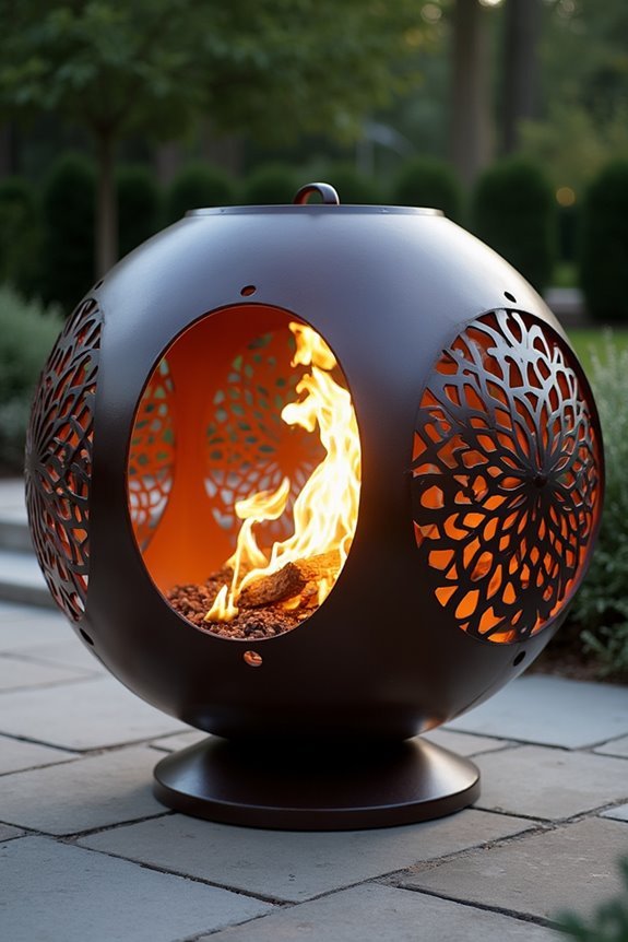 artistic outdoor fire feature