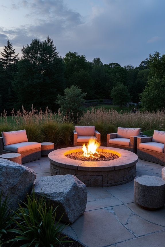 boulder seating near firepit