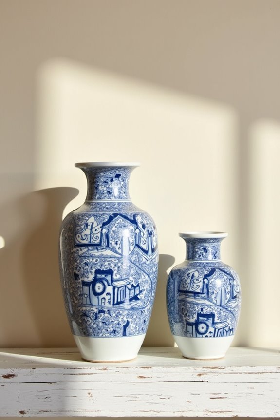 ceramic vases in blue