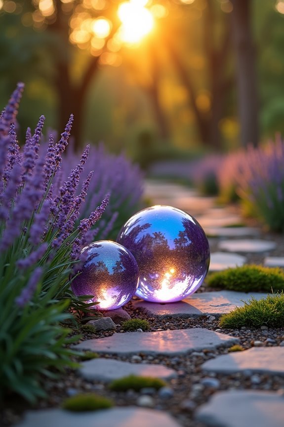 colorful decorative garden orbs