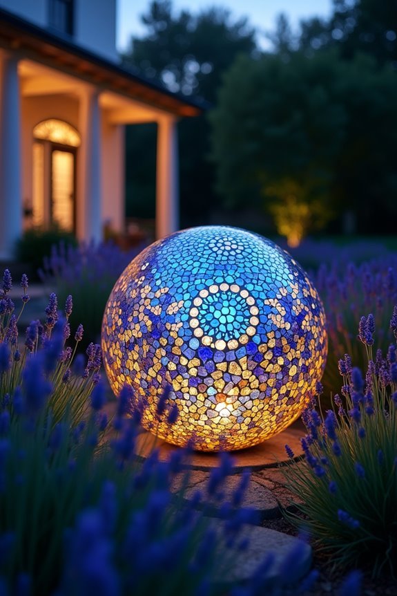 colorful decorative garden orbs
