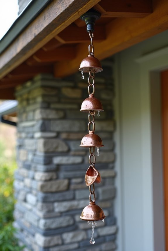 copper rain chain setup