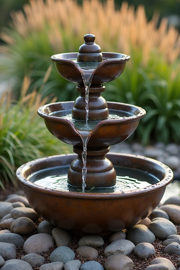 copper waterfall basin glittering