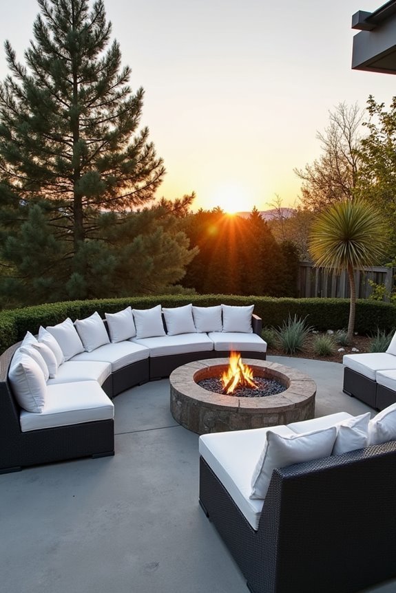 cushioned sectional around firepit