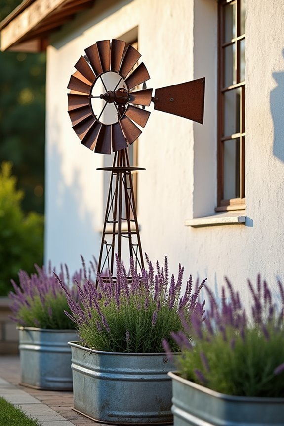 decorative metal windmill artwork
