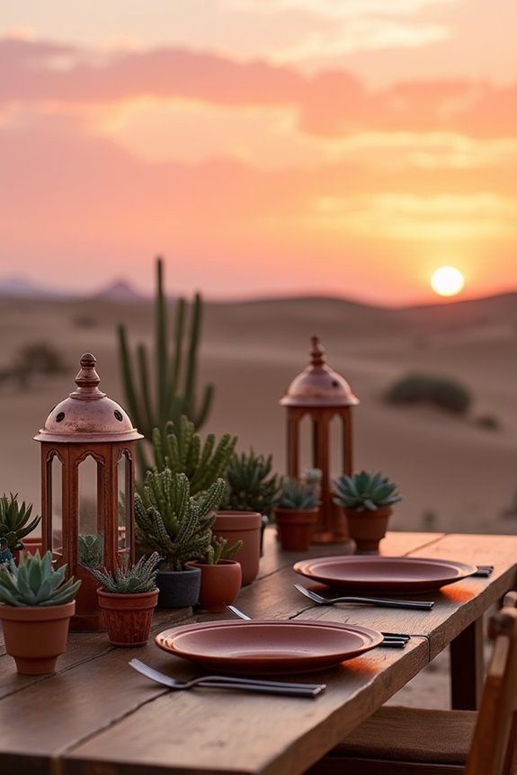 desert dining at sunset