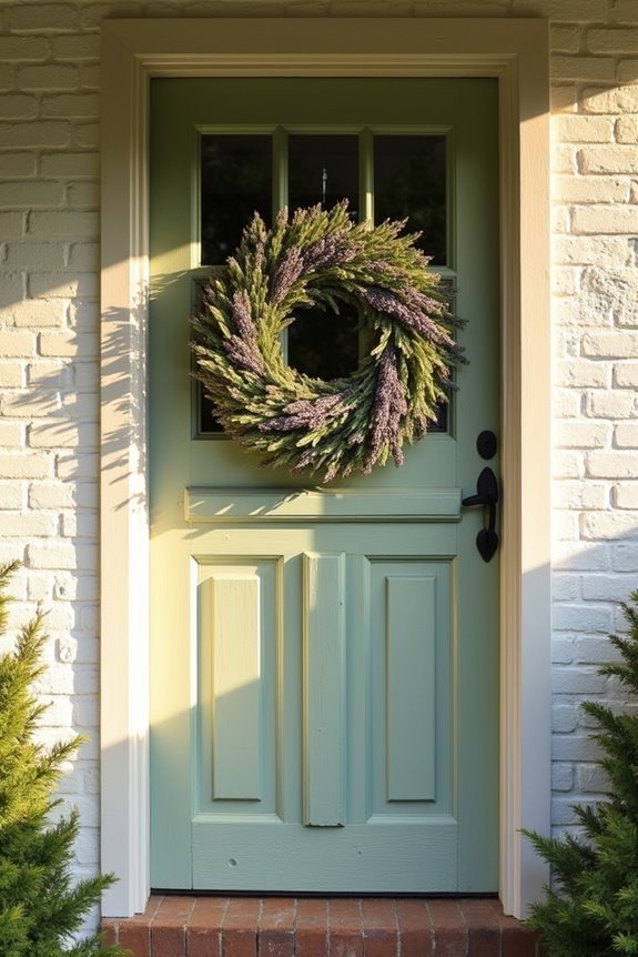 festive entranceway with wreaths