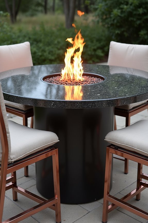 fire feature with chairs
