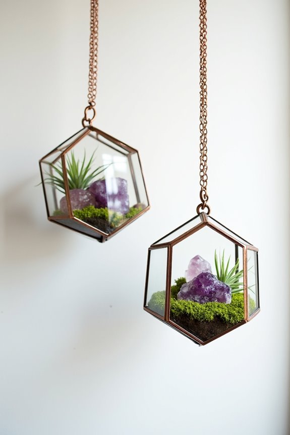 geometric terrariums with crystals