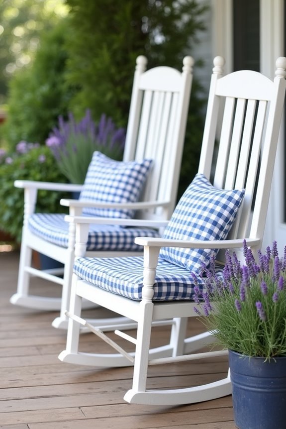 gingham porch cushion decor