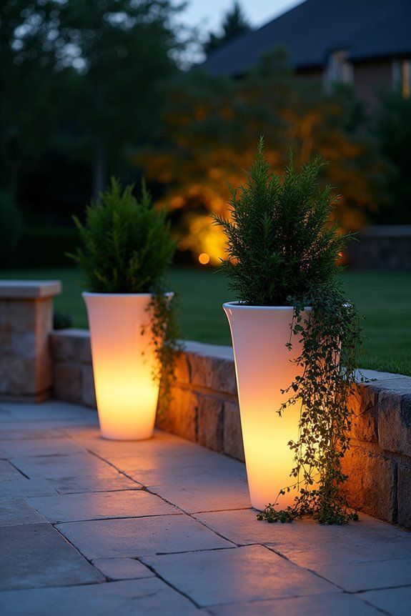 glowing decorative plant containers