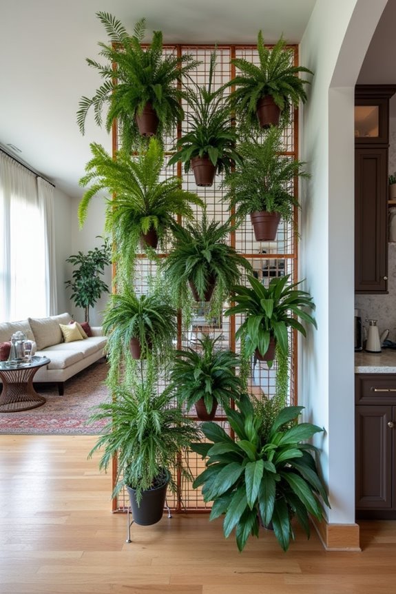green vertical plant partition