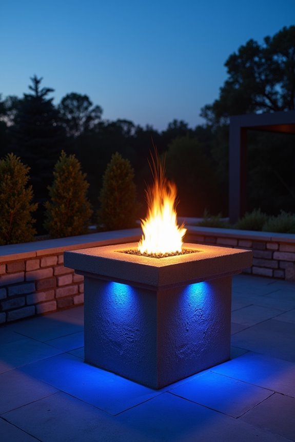 illuminated concrete fire column