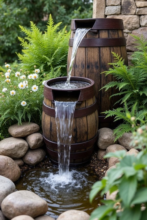 natural wooden waterfall feature