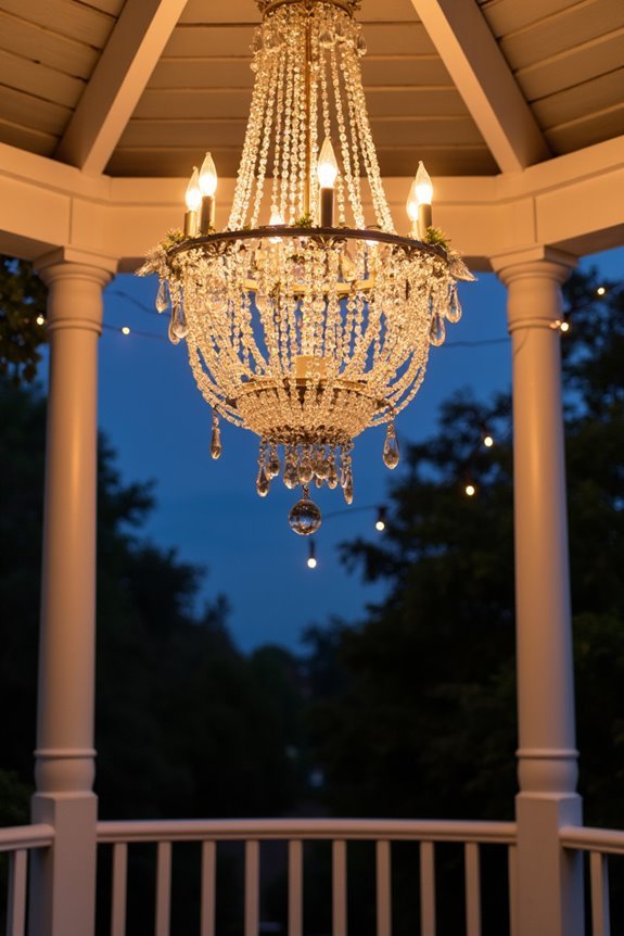 outdoor gazebo string chandelier