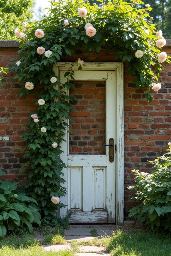 repurposed door trellis garden