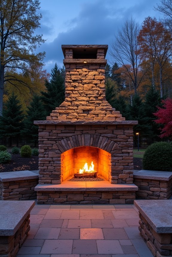 rustic outdoor heating feature