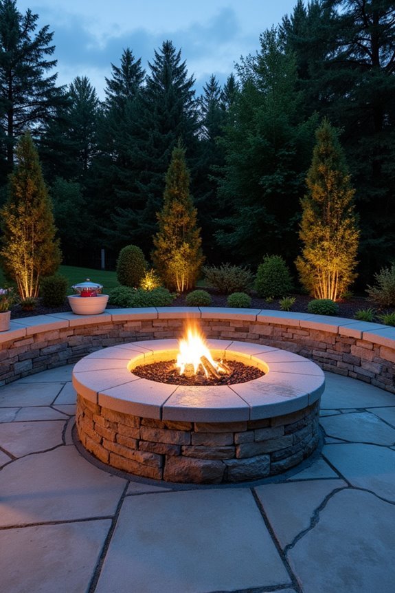 stone seating with fire