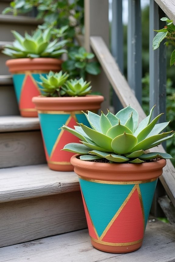 vibrant clay plant pots