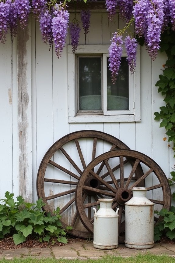 vintage display wagon wheels