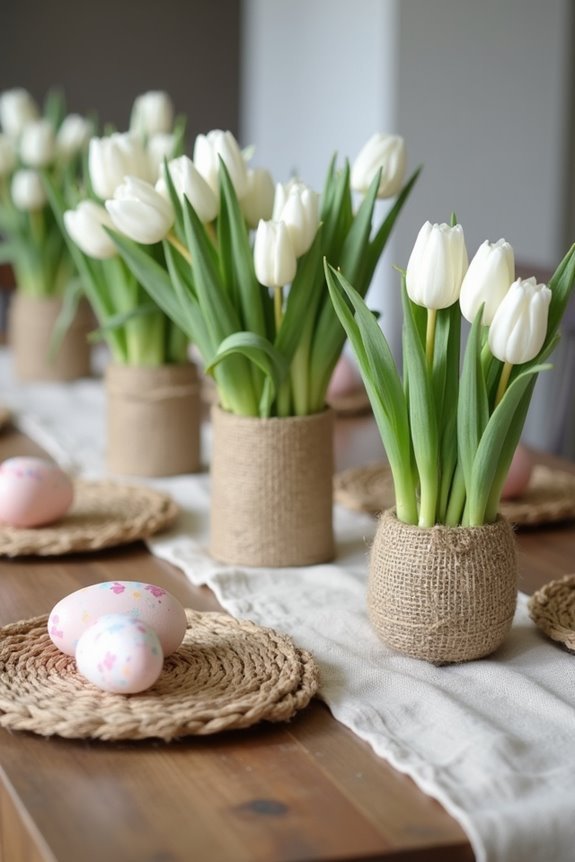 burlap and linen decor