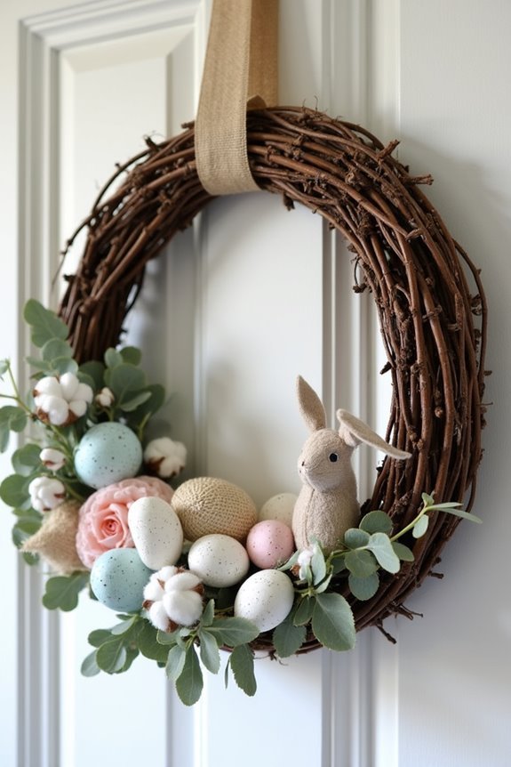 charming fabric bunny wreath