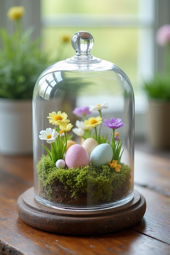 easter garden cloche display