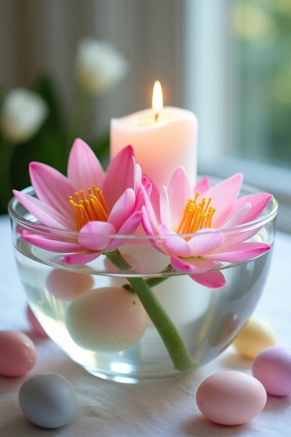 floating candles and lilies