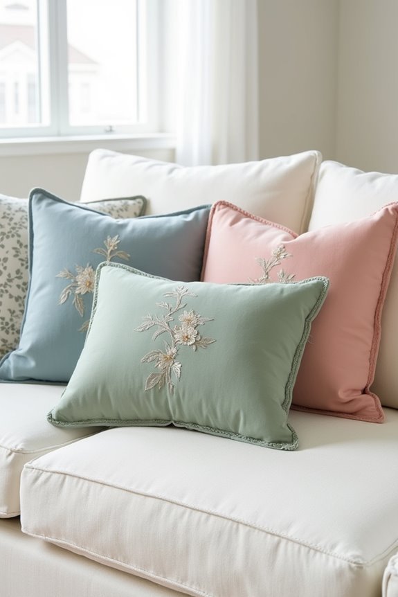 muted pastel spring pillows