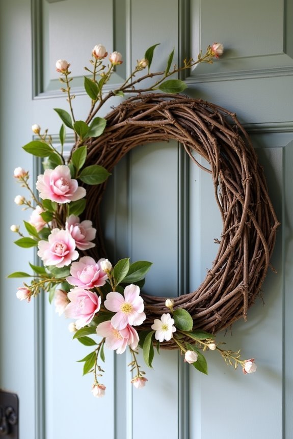 natural wreath with blossoms
