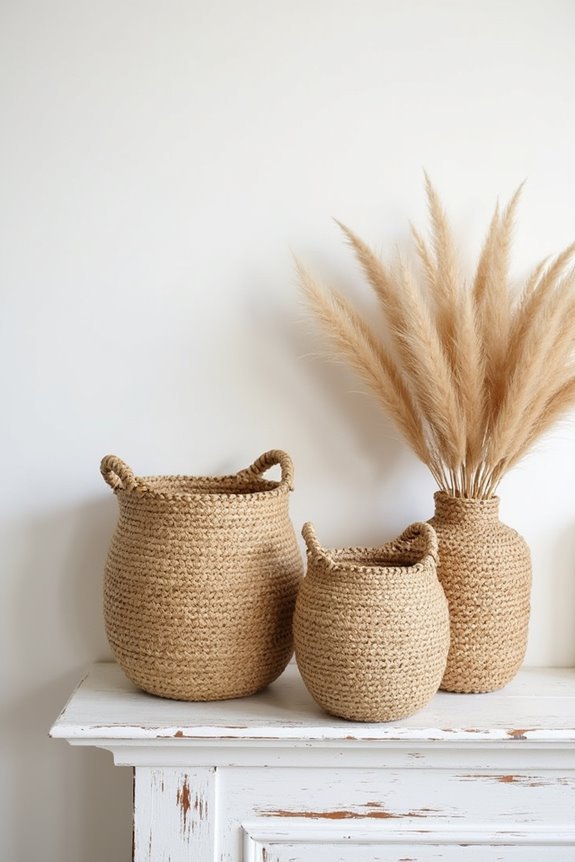 neutral woven basket decor