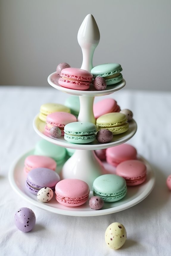 pastel macarons and mini eggs