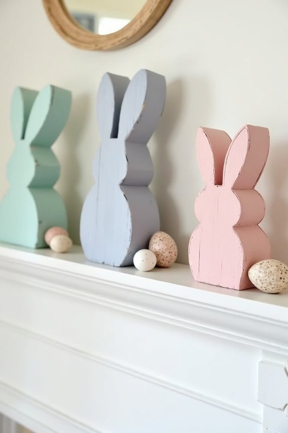 pastel wood block bunnies